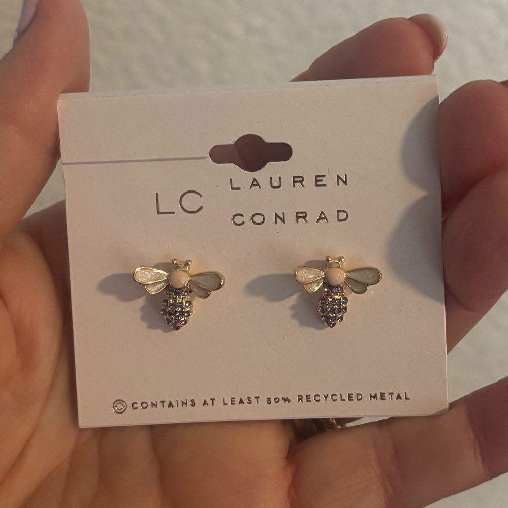 LC Lauren Conrad Gold Tone Bee Earrings